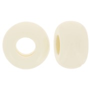 Perles rondelles gros trous 9.5 mm en résine opaque - Ivoire x10
