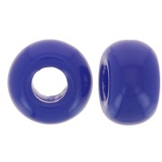Perles rondelles gros trous 9.5 mm en résine opaque - Bleu dur x10|raw }}