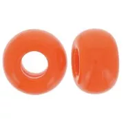 Perles rondelles gros trous 9.5 mm en résine opaque - Orange x10