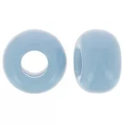 Perles rondelles gros trous 9.5 mm en résine opaque - Bleu fumé x10