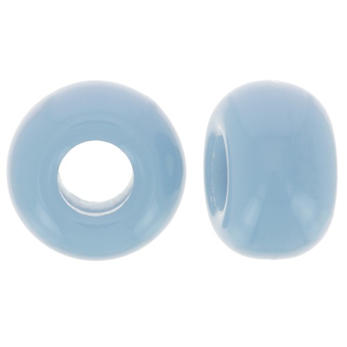 Perles rondelles gros trous 9.5 mm en résine opaque - Bleu fumé x10