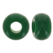 Perles rondelles gros trous 9.5 mm en résine opaque - Vert émeraude x10