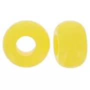 Perles rondelles gros trous 9.5 mm en résine opaque - Jaune soleil x10