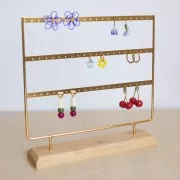 Porte bijoux - présentoir à bijoux 29.5x30 cm en métal et bambou - Doré x1