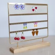 Porte bijoux - présentoir à bijoux 29.5x30 cm en métal et bambou - Doré x1