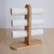 Porte bijoux - présentoir à bijoux pour bracelets 32x24cm bambou - suédine Beige