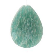 Perle goutte motif ethnique 17x13 mm pierre gemme Amazonite - Doré or fin x1