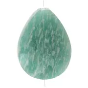 Perle goutte motif ethnique 17x13 mm pierre gemme Amazonite - Doré or fin x1