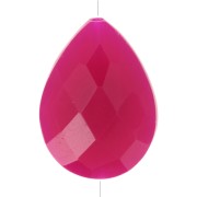 Perle goutte motif ethnique 17x13mm pierre gemme teintée Calcedoine Rose Doré x1