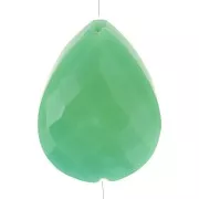 Perle goutte motif ethnique 17x13 mm pierre gemme Chrysoprase - Doré or fin x1