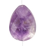 Perle goutte motif ethnique 14x10 mm pierre gemme - Amethyste - Doré or fin x1