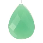 Perle goutte motif ethnique 14x10 mm pierre gemme - Chrysoprase - Doré or fin x1