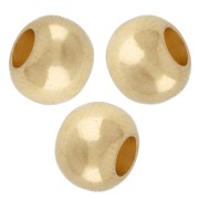 Perles rondes aplaties 8x6 mm - gros trou - Doré à l'or fin x5