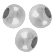 Perles rondes aplaties 8x6 mm - gros trou - Placage Argent fin vieilli x5