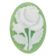 Camée résine 18x13 mm - motif rose - Jade x1|raw }}