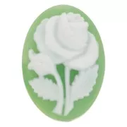 Camée résine 18x13 mm - motif rose - Jade x1