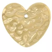 Breloques coeur martelé 13x15 mm - Acier inoxydable 304L Doré x2