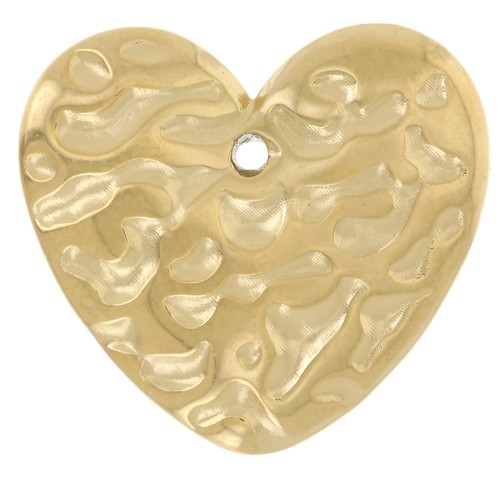 Breloques coeur martelé 13x15 mm - Acier inoxydable 304L Doré x2