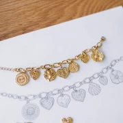 Breloques coeur martelé 13x15 mm - Acier inoxydable 304L Doré x2