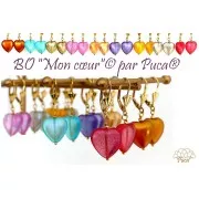 Perle coeur en verre 16x15 mm - Candy Green Tea x1