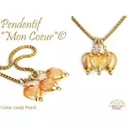 Perle coeur en verre 16x15 mm - Candy Rose x1