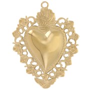 Pendentif coeur Ex-Voto 32x25 mm - Acier inoxydable 304L Doré x1|raw }}
