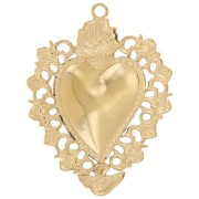 Pendentif coeur Ex-Voto 32x25 mm - Acier inoxydable 304L Doré x1
