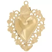 Pendentif coeur Ex-Voto 32x25 mm - Acier inoxydable 304L Doré x1