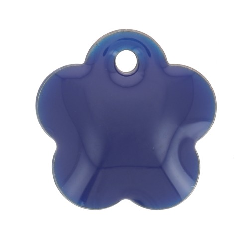 Sequins fleurs en métal et résine époxy 10 mm - Bleu nuit x10