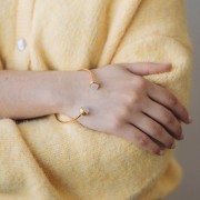 Bracelet jonc 185 mm - pour cabochon 8 mm - Acier inoxydable 304L Doré x1