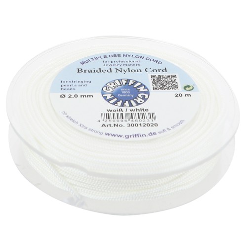 Fil de jade - Fil nylon tressé européen Griffin 2 mm - White x20m