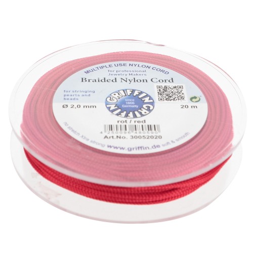 Fil de jade - Fil nylon tressé européen Griffin 2 mm - Red x20m