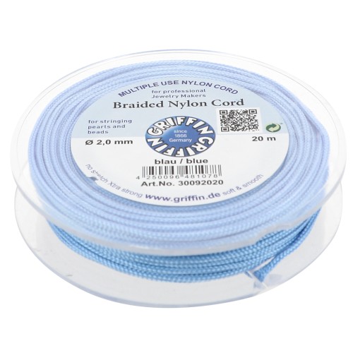 Fil de jade - Fil nylon tressé européen Griffin 2 mm - Blue x20m