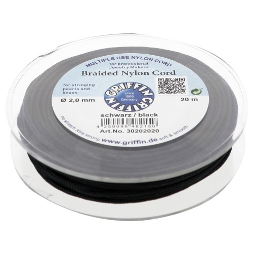 Fil de jade - Fil nylon tressé européen Griffin 2 mm - Black x20m