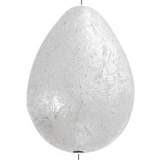 Perle goutte 24x18 mm effet strié en plastique métallisée CCB - Argenté x1