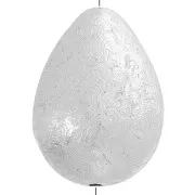 Perle goutte 24x18 mm effet strié en plastique métallisée CCB - Argenté x1