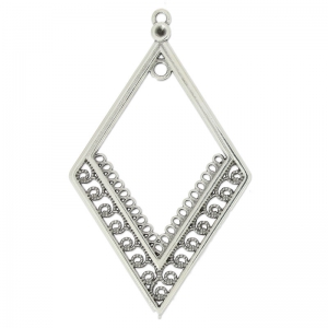 Intercalaire losange 62x36 mm Placage Argent fin vieilli x1