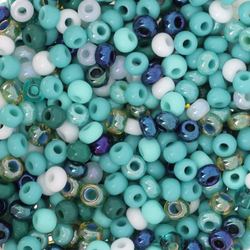 Preciosa Perles rocailles 8/0 3 mm - Mix Turquoise x20g