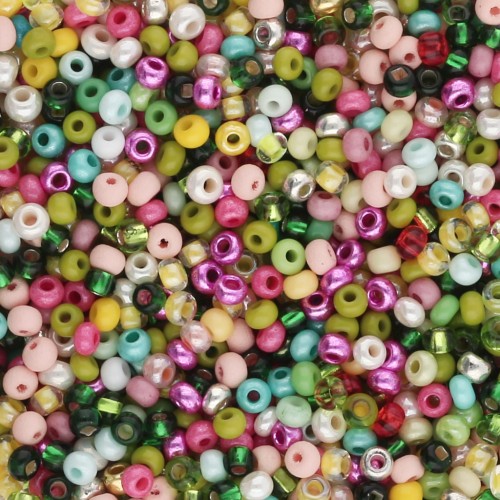 Preciosa Perles rocailles 11/0 2 mm - Mix Vert - Jaune - Rose x20g