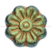 Perles fleurs 18 mm en verre - Jet Gold x4|raw }}