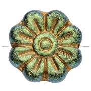 Perles fleurs 18 mm en verre - Jet Gold x4