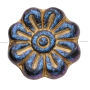 Perles fleurs 18 mm en verre - Jet Light Gold x4|raw }}