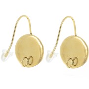 Crochets d'oreilles pour cabochon fond plat 14 mm Acier inoxydable 304L Doré x2