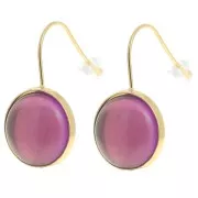 Crochets d'oreilles pour cabochon fond plat 14 mm Acier inoxydable 304L Doré x2