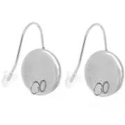 Crochets d'oreilles pour cabochon fond plat 14 mm - Acier inoxydable 304L x2