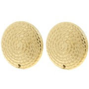 Clous d'oreilles rond texturé 24 mm avec un trou - Acier inoxydable 304L Doré x2|raw }}