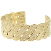 Bracelet large design martelé réglable 20x155 mm - Acier inoxydable 304L Doré x1|raw }}