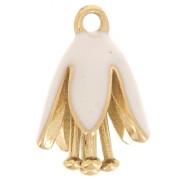 Breloque fleur 12x8 mm en résine époxy - Acier inoxydable 304L Doré - Blanc x1|raw }}