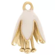 Breloque fleur 12x8 mm en résine époxy - Acier inoxydable 304L Doré - Blanc x1