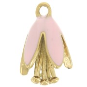 Breloque fleur 12x8 mm en résine époxy - Acier inoxydable 304L Doré - Rose clair|raw }}